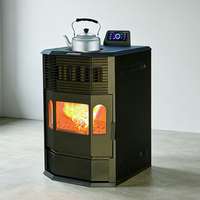 Poêle à granulés de bois double usage, durable, économe en énergie, haute efficacité, esthétique, professionnel, avec vue sur 3 côtés
