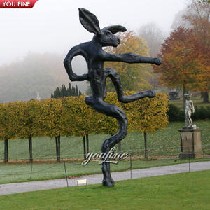 アンティークの屋外の庭の装飾真鍮の抽象的なウサギの彫刻ブロンズダンスラビットの像by Barry Flanagan - Product Image 5