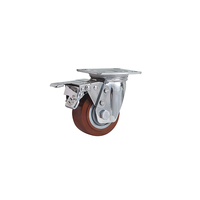 Roda Kastor PU Baja Tahan Karat 4"5"6"8" untuk Troli Tangan Pabrik, Gerobak Bengkel, Beban Berat