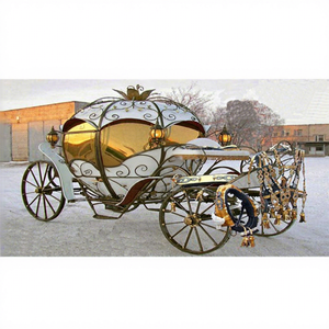 Carruaje de caballos de la Cenicienta con corona, Buggy de la Cenicienta para decoraciones de escenario, carritos de boda - Product Image 1