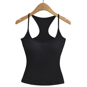 Channel Débardeur court rembourré de qualité supérieure, dos nageur, extensible, col carré, coupe ajustée, pour le sport, la gym, le yoga, style Y2K, soirée et camisole - Product Image 2