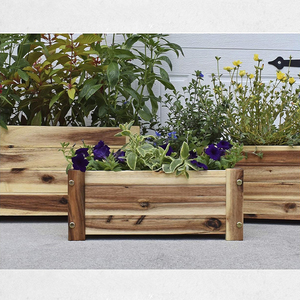 Lit de jardin surélevé Rectangle boîte à fleurs en bois lit de plantation extérieur pour fleur végétale boîte à fleurs en bois décoration de jardin - Product Image 5