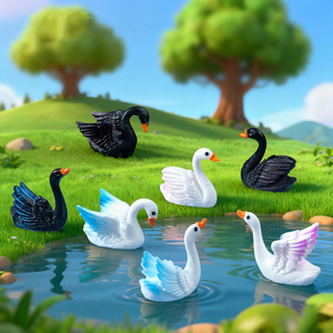Accesorios para Jardín de Hadas, Figura de Cisne en Miniatura Blanca y Negra de Resina para Decoración de Pasteles, Manualidades y Paisajismo con Musgo - Product Image 3