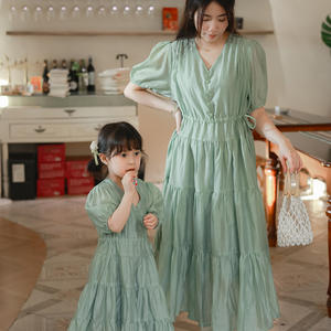 Ethiopian Summer Short Sleeve Casual Breathable Bohemian Customized Logo Dress Girls <strong>Mum</strong> <strong>Daughter</strong> Family <strong>Matching</strong> <strong>Outfits</strong> - Product Image 3