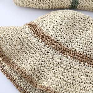 Chapeau de soleil d'été pour femme, casquette de plage, chapeau bob souple, chapeau de paille pliable au crochet - Product Image 5
