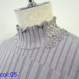 Women's Thin Lyocell Blend <b>Knitted</b> Lace Neckline Striped Casual Pullover <b>Sweater</b> Ladies' Fashion Accessory - Product Image 2