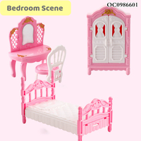 Simulation maquillage dressing plastique rose bébé jouet salle de bain chambre bricolage en plastique maison de poupée accessoires meubles ensemble jouets