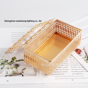 Caja de pañuelos multiusos de metal estilo influencer, decoración para el hogar, almacenamiento de mesa para sala de estar, servilletero con tapa abatible de alta gama - Product Image 4