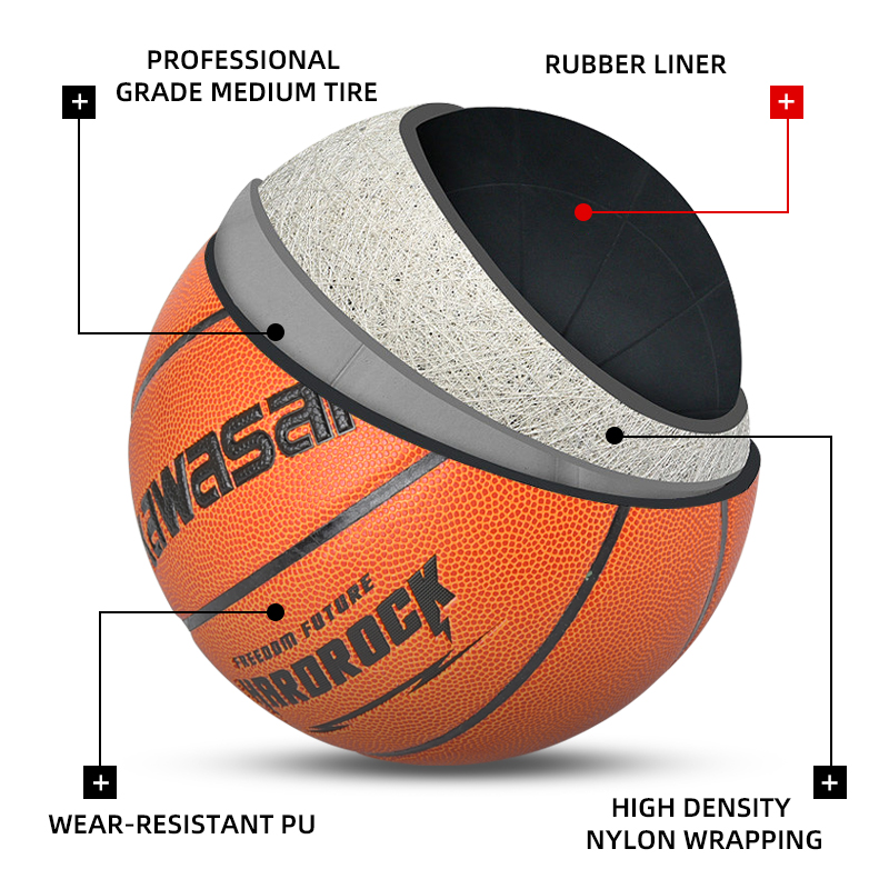 Kawasaki Airless Basketball - Durable PU Leatherball Size 7