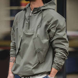 Veste d'extérieur coupe-vent personnalisée OEM avec capuche Pullover Manteaux Veste pour hommes - Product Image 1