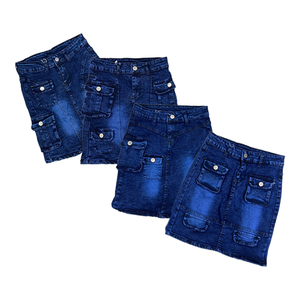 Jupes en <span class=keywords><strong>Jean</strong></span> Multi-Poches pour Filles, Lavage Bleu, Enfants 6-14 Ans, Prix de Gros - Product Image 4