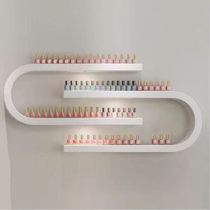 ชั้นวางยาทาเล็บติดผนังไม้สีขาวสำหรับร้านเสริมสวยสมัยใหม่ - Product Image 5