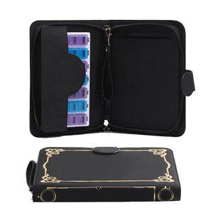 Fashion 28-Grid Luxury PU Leather Travel Pill Box Holder Promotional Weekly 7 Day 4 Times a Day Custom Logo
