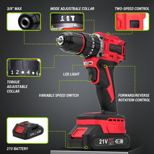 21V lithium pin nhà sử dụng đa chức năng không dây điện khoan công cụ thiết lập chuyên nghiệp không dây khoan - Product Image 2