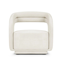 Fauteuil lounge en lin crème, base sculpturale postmoderne, dossier cannelé pour salon, personnalisable OEM ODM