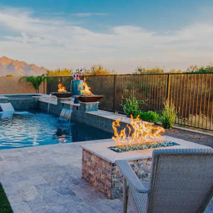 Bol décoratif pour l'extérieur en acier inoxydable feu de gaz naturel Feuerschale avec allumeur en acier corten pour piscine - Product Image 2