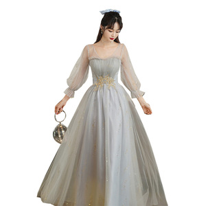 Grey Bridesmaid Dress For Women Long A-Line Sweetheart Neckline Elegant Evening Gown Plus Size Banquet Wear - Product Image 5