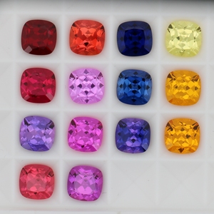 Gemas HQ, Rubí Rojo Sangre de Pichón, 4x4-12x12 mm, Corte Cojín, Sintético, Zafiro Azul Amarillo, Precio por Quilate - Product Image 3