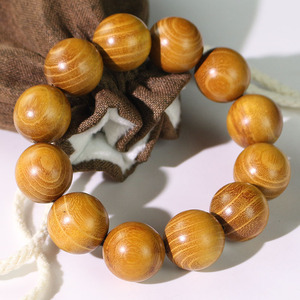 Sandalwood <b>Bracelet</b> 20mm Single Strand Wooden Beads Unisex Religious Ceremony Jewelry Ethnic Style Antique Look - Product Image 1