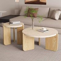 Table basse minimaliste en bois massif et pierre, design traditionnel durable pour petits espaces, idéale pour le salon et l'ameublement de la maison