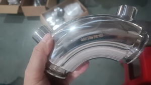 La double couche de type pince sanitaire en acier inoxydable 316L peut faire circuler le chauffage de l'eau chaude 76*2mm coude d'isolation gainé à 90 degrés - Product Image 5