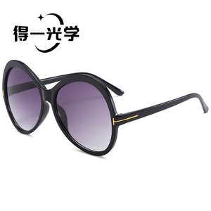 De Yi Optics Oversized <b>Round</b> <b>Sunglasses</b> Black <b>Frame</b> Yellow Lens UV400 Protection For Women Driving Outings Parties - Product Image 2