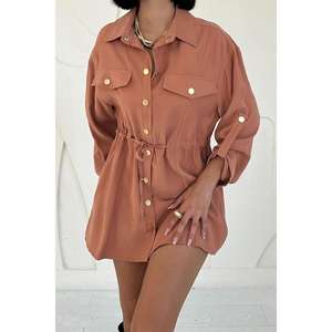 Chemises tunnel à motif carreaux pour femmes avec boutons-pression – Collection en gros de blouses et chemises - Product Image 2