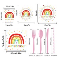 Assiette en papier jetable 8 pièces X 10 personnes serviettes tasses assiettes de fête ensemble de vaisselle décoration de fête fournitures de table lumières magiques
