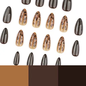 <span class=keywords><strong>Faux</strong></span> <span class=keywords><strong>ongles</strong></span> amande imprimé léopard marron, 24 pièces, réutilisables, à presser, pour femmes et filles, pour fêtes, mariages et usage quotidien - Product Image 6