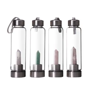 550ml Borosilicate glass Crystal water Bottle Quartz Bottle Natural Crystal water bottle