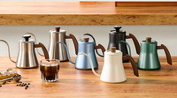 Carafe à café Unisweet en acier inoxydable, bec verseur long de précision, 600ml/900ml, bouilloire domestique pour infusion manuelle, style bois