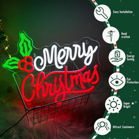 Décorations de Noël, enseignes au néon LED avec télécommande pour la maison, le bureau, le shopping