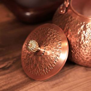 Handmade Pure Copper Teapot Set Red Copper Stovetop <b>Kettle</b> Heat Resistant for Home Tea Ceremony Bonfire Brewing Teapot - Product Image 2