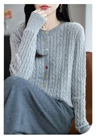 Maßgefertigter Reiner Kaschmir Anti-Pilling Klassischer Cardigan Mantel Gewebter Modischer Farbiger Knopf-Kragen Pullover Herbst Winter Twist-Mantel