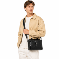Vente directe d'usine, sac messager pour homme en cuir véritable, élégant, imperméable, tendance, idéal pour les voyages