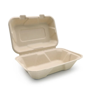 食品容器バガス繊維100% 生分解性クラムシェル食品容器は別々のスタイルのランチボックスを取り出します - Product Image 4