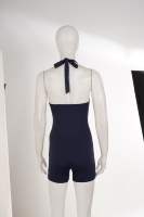 Combinaison de sport color-block sans manches à col licou et dos nu, extensible, pour l'été, le fitness et le yoga