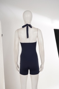 Combinaison de sport color-block sans manches à col licou et dos nu, extensible, pour l'été, le fitness et le yoga - Product Image 3