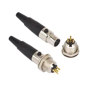 Mini 3/4Pin XLR Audio Connector with Plug Nickel-Plated Interface for Microphone Adapters Chassis Mount Video & Audio Connectors
