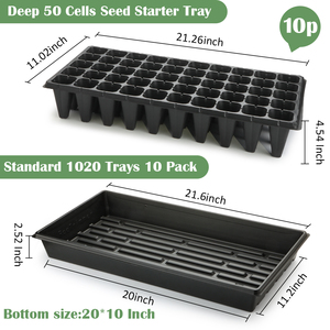 RooTrimmer Confezione da 10 Vassoi 1020 e Vassoi Profondi a 50 Celle per Semina, per Germinazione Semi e Propagazione Piante (10 Set) - Product Image 6