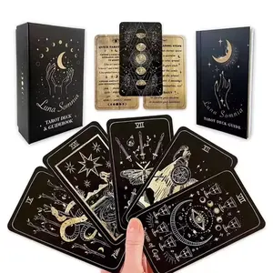 Bán buôn Chất lượng cao gốc 78 thẻ với sách hướng dẫn dập nóng Tarot Thẻ vàng cạnh in thẻ trò chơi