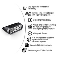 Système de surveillance de pression des pneus (TPMS) Promata Mata T2S pour camions, 6 à 22 pneus, avec affichage solaire, moniteur de pression 203 PSI pour camions et autobus rigides