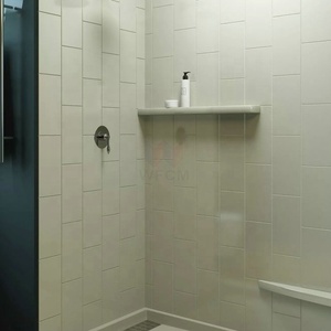 Panneau de <span class=keywords><strong>douche</strong></span> en marbre coulé 6'' x 12'' vertical lisse, revêtement mural de <span class=keywords><strong>douche</strong></span> en marbre cultivé haut de gamme pour salle de bain - Product Image 5