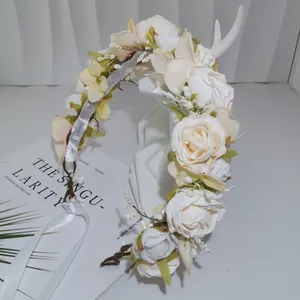 Flower Girl Floral Crown Wedding Photography Bridal Silk Flower Headband Crown For Girls Woman Hair Wreath Garland Taira