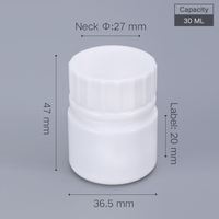 30ml gıda sınıfı HDPE plastik şişeler yuvarlak boş kaplar için hapları tabletler kapsül ilaç ambalaj ile vidalı kapak mühür