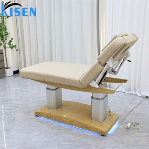 KISEN New High-End Electric Beauty Bed Beauty Salon Dedicated Stainless Steel Silver Base Lifting Electric Massage Bed With Led - Product Image 3