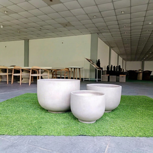 Minimalist Concrete Round Flower Pots Set of 3 for Garden Outdoor Planting - Manufacture in Vietnam - Bulk Supply - Product Image 1