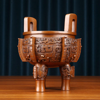 Brûleur d'encens sur trépied en cuivre pur, style chinois, avec trois têtes de bêtes, cadeau d'affaires, décoration de centre de table pour la maison et le bureau