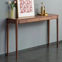 Table d'entrée de luxe minimaliste de style chinois en bois massif, moderne nordique, longue, en chêne premium, en bois d'hévéa écologique, en noyer noir