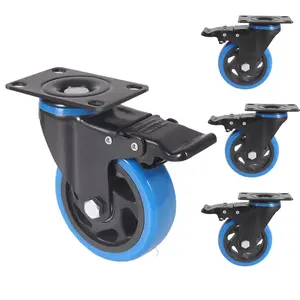 4 Inch Stem Caster Wheels Heavy Duty with Dual Locking 2200Lbs, Threaded Stem Casters 3/8" -16 x 1" Swivel Industrial Casters